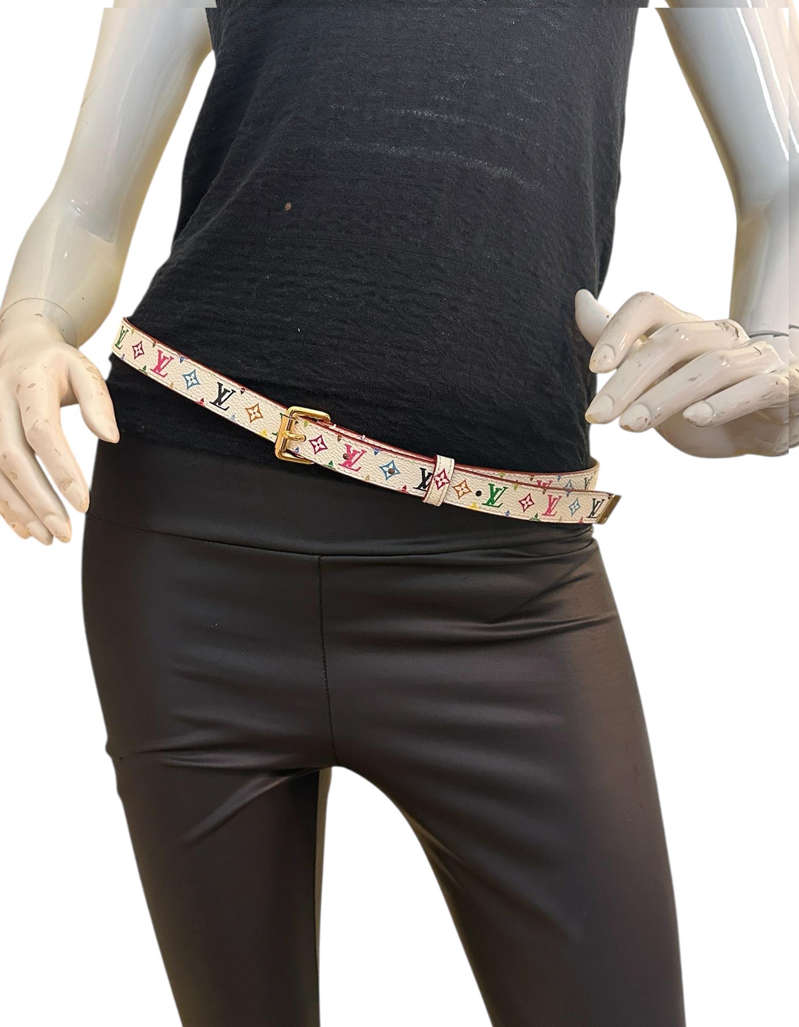 Bianco Louis Vuitton White Multicolor Monogram Belt sz 90/36