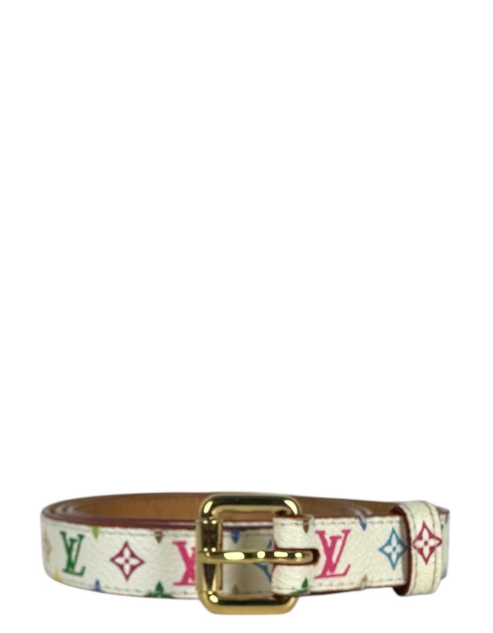 Louis Vuitton White Multicolor Monogram Belt sz 90/36