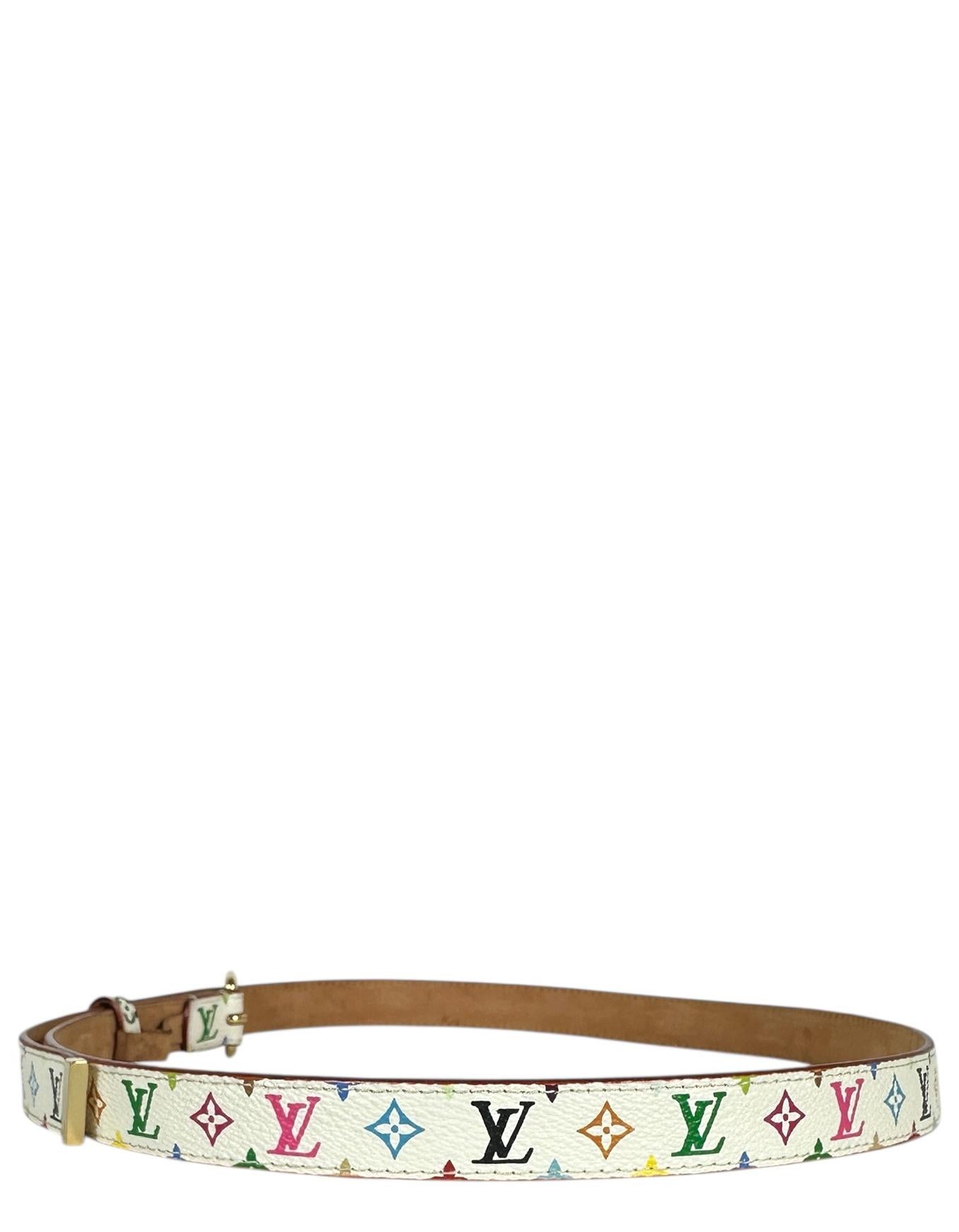 Donna Louis Vuitton White Multicolor Monogram Belt sz 90/36