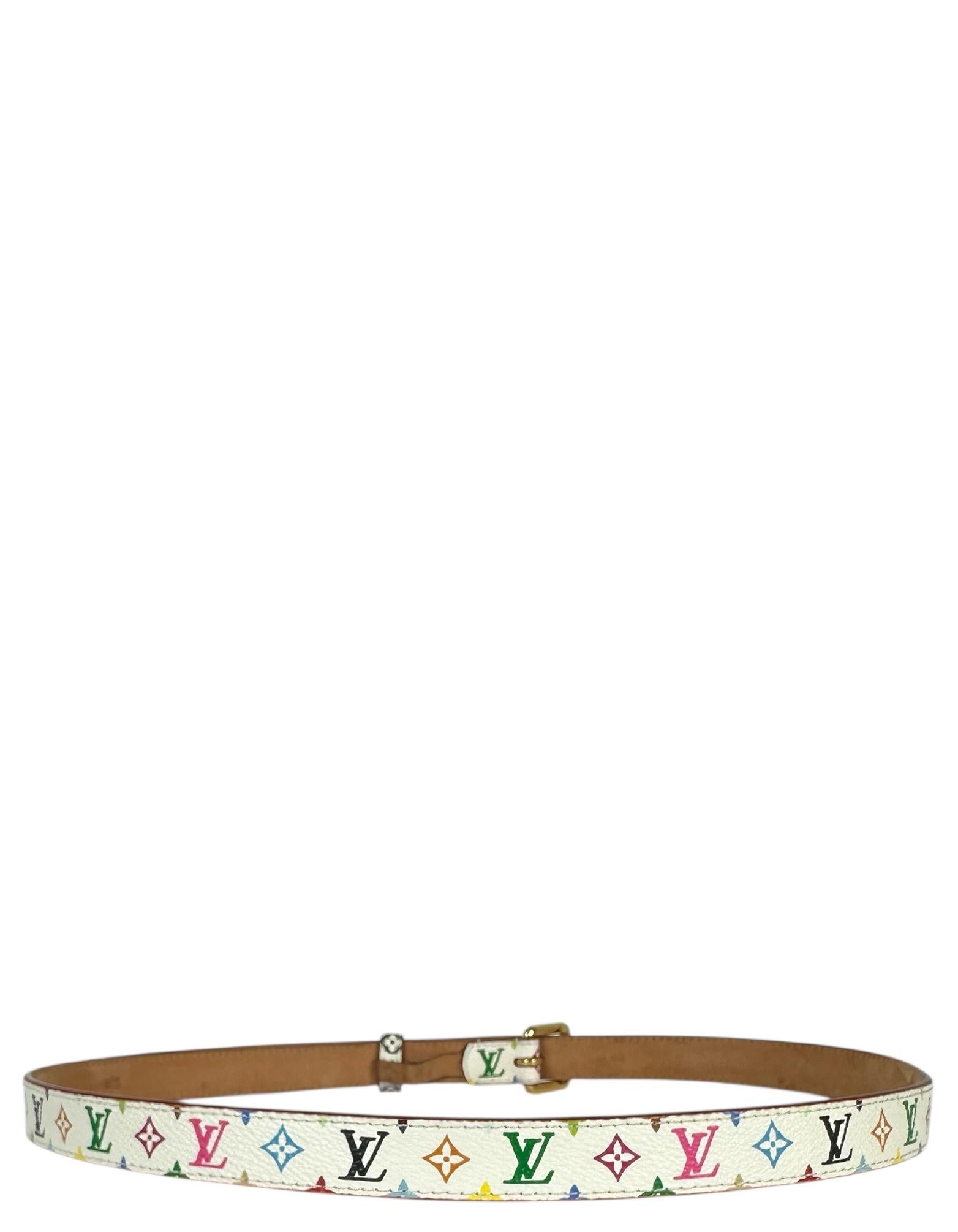 Louis Vuitton White Multicolor Monogram Belt sz 90/36