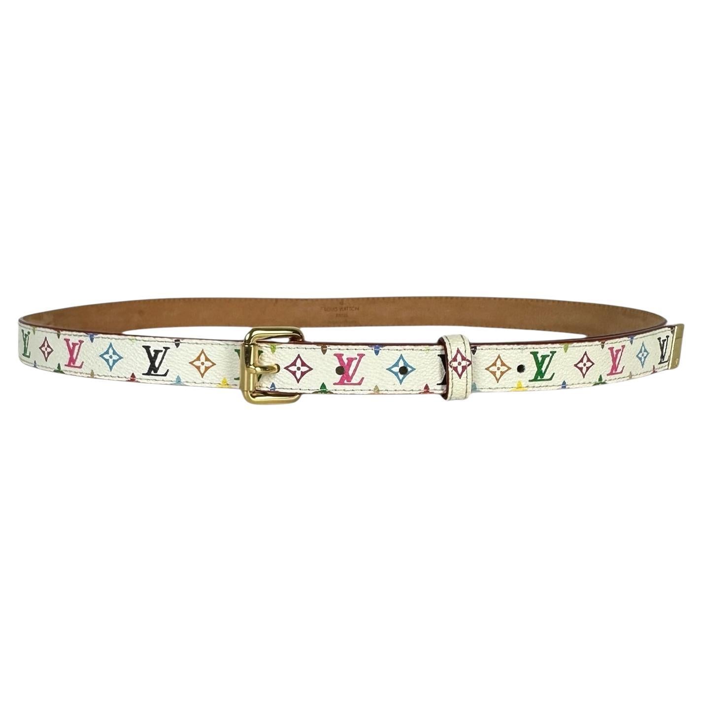 Louis Vuitton White Multicolor Monogram Belt sz 90/36"