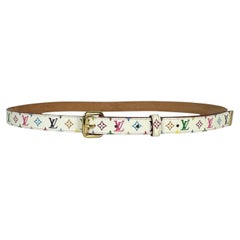 Louis Vuitton White Multicolor Monogram Belt sz 90/36"