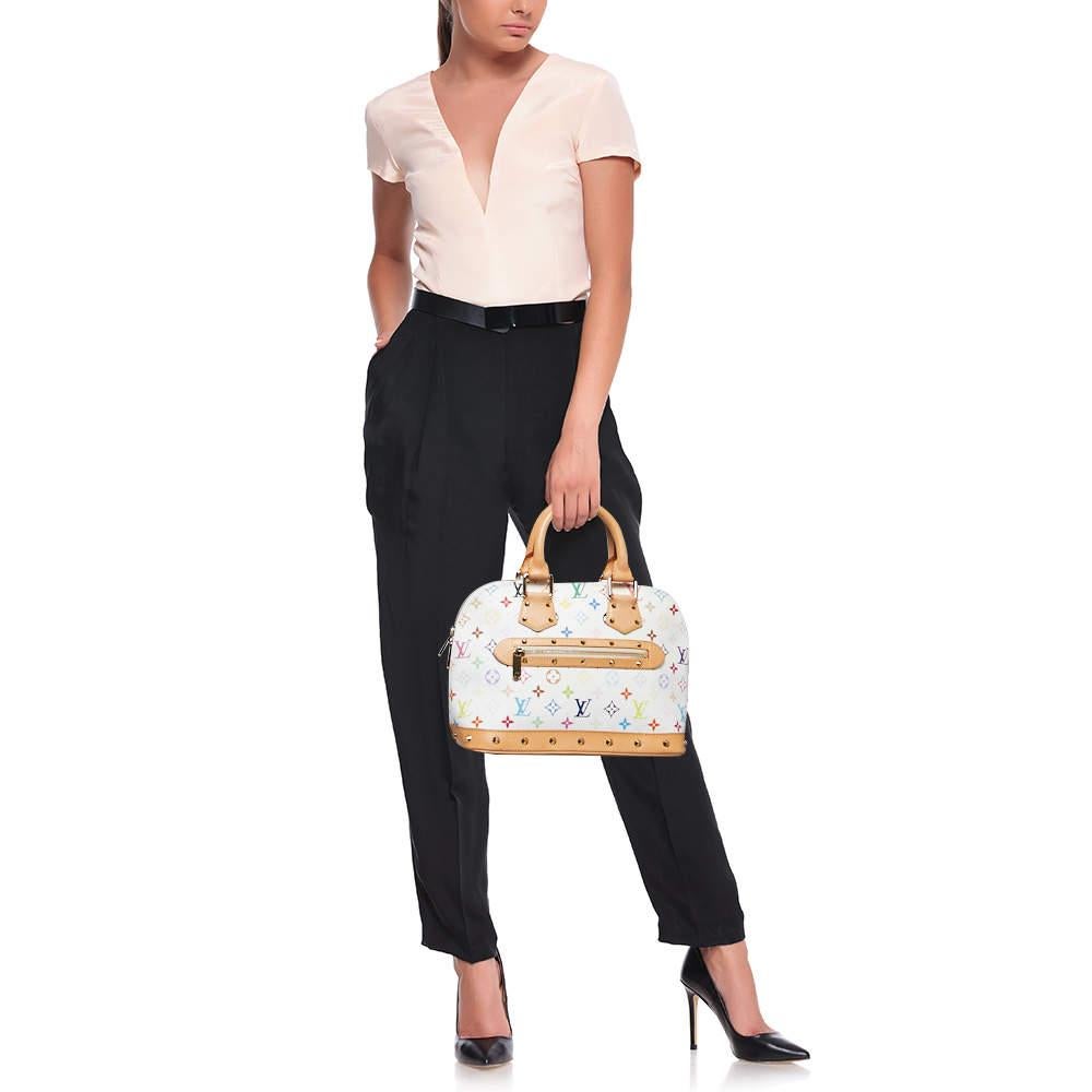 Louis Vuitton White/Multicolor Monogram Canvas Alma PM Bag In Good Condition In Dubai, Al Qouz 2