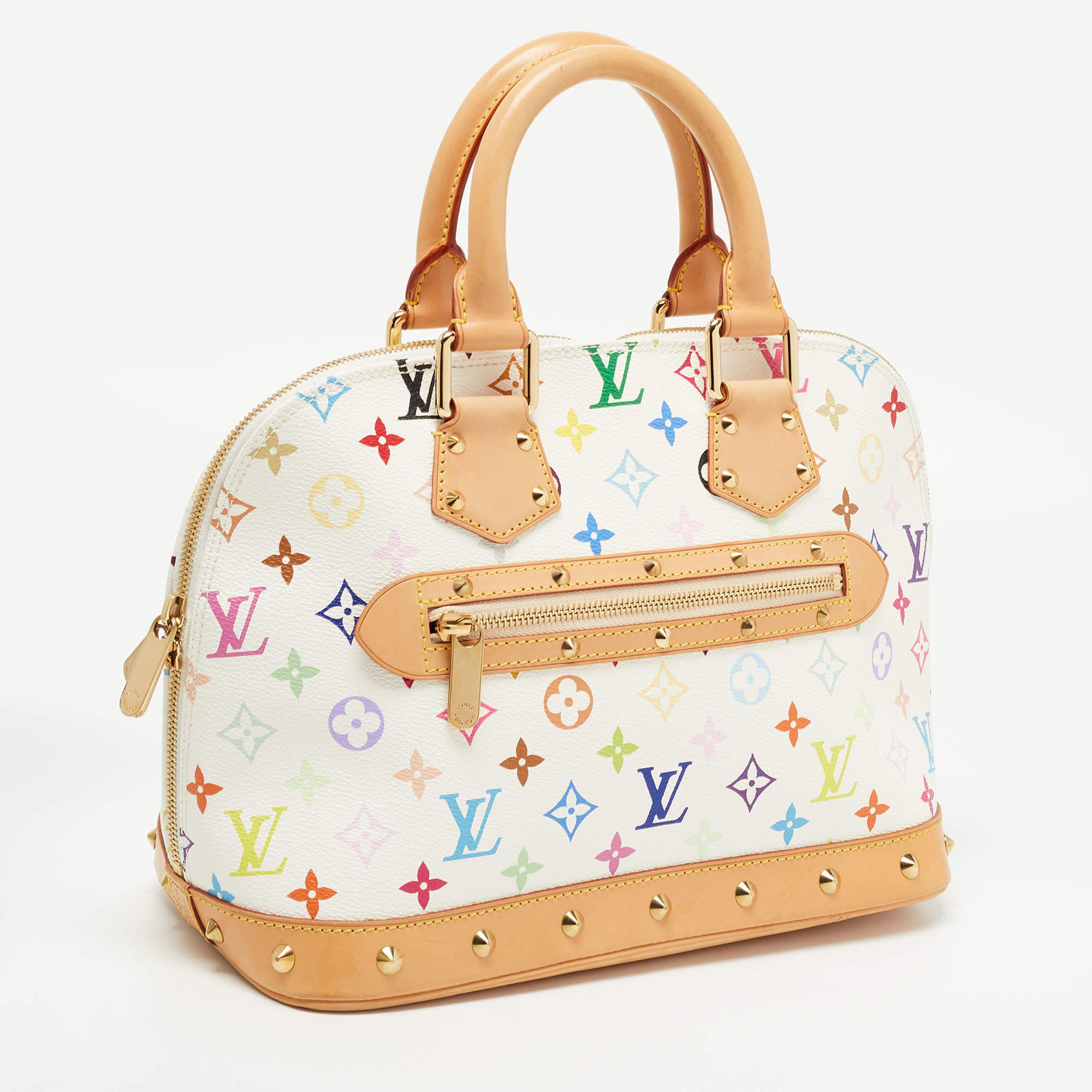 Women's Louis Vuitton White/Multicolor Monogram Canvas Alma PM Bag