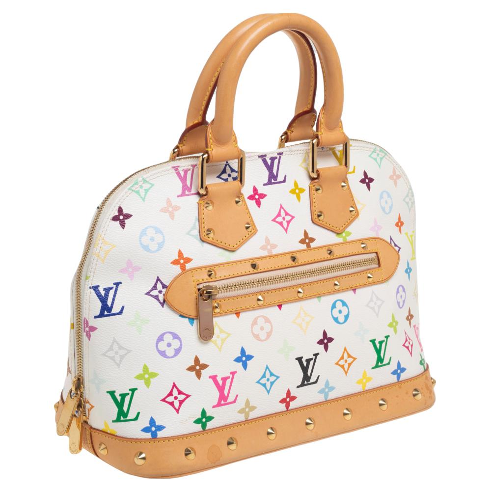 Women's Louis Vuitton White Multicolor Monogram Canvas Alma PM Bag