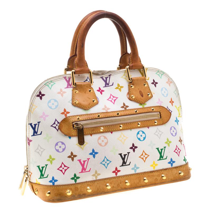 Louis Vuitton White Multicolor Monogram Canvas Alma PM In Good Condition In Dubai, Al Qouz 2