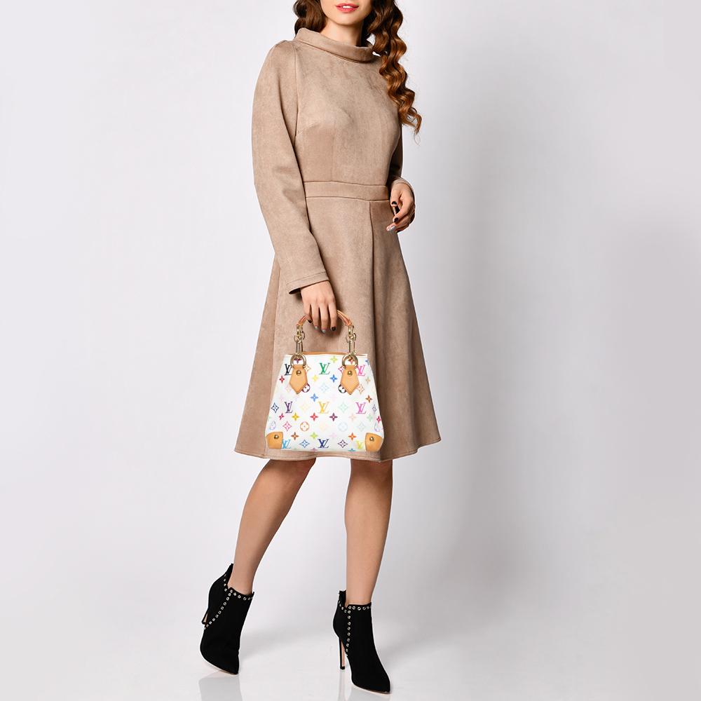 Louis Vuitton Weiß Multicolor Monogramm Canvas Audra Tasche im Zustand „Relativ gut“ in Dubai, Al Qouz 2