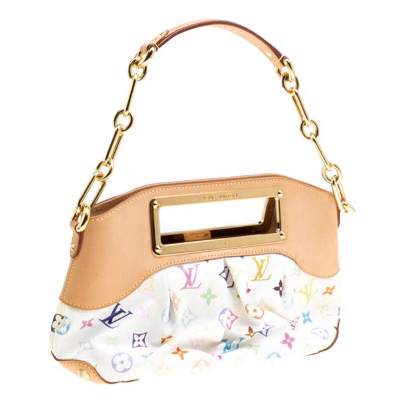 Women's Louis Vuitton White Multicolor Monogram Canvas Judy MM Bag