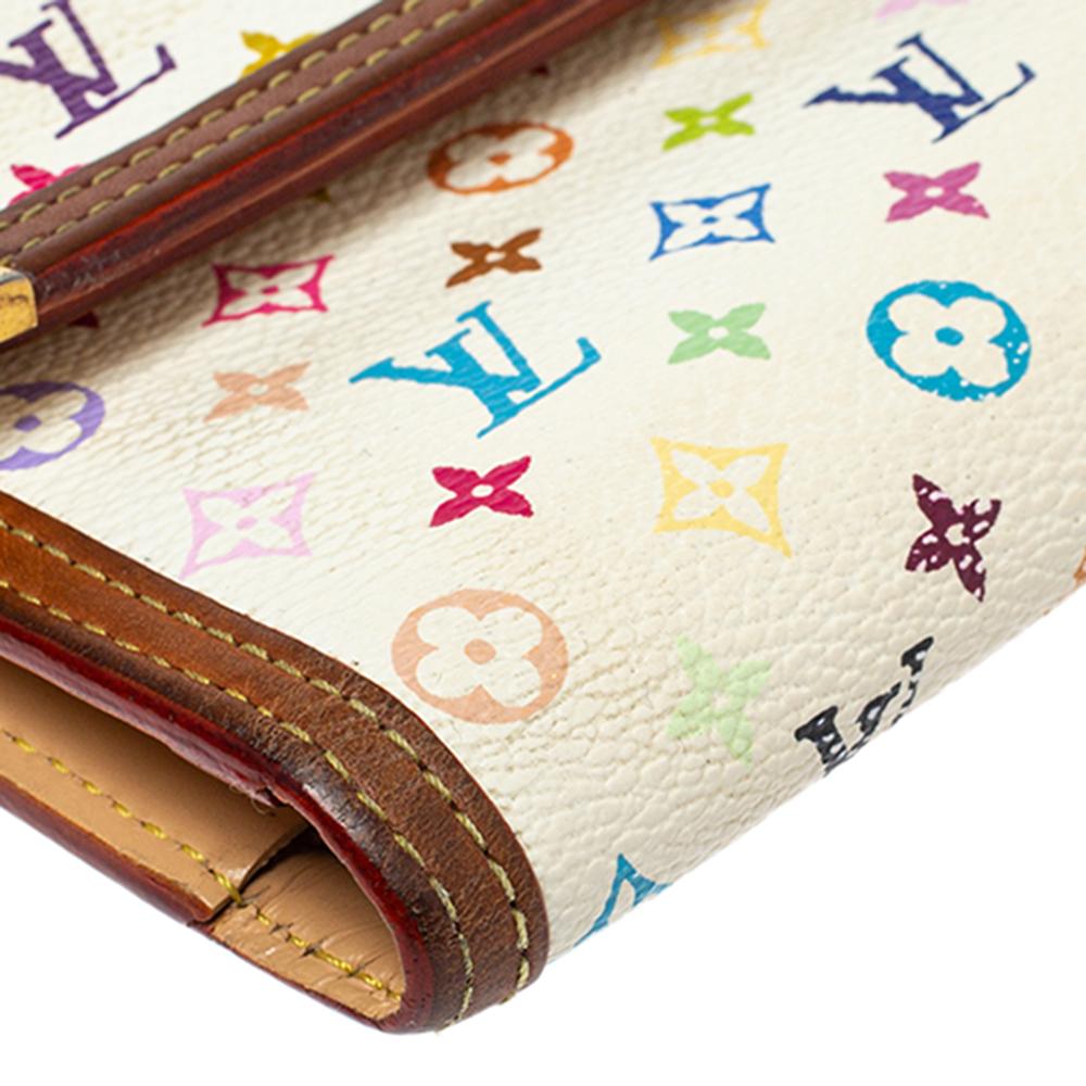 Louis Vuitton White Multicolor Monogram Canvas Porte Tresor International Wallet In Fair Condition In Dubai, Al Qouz 2