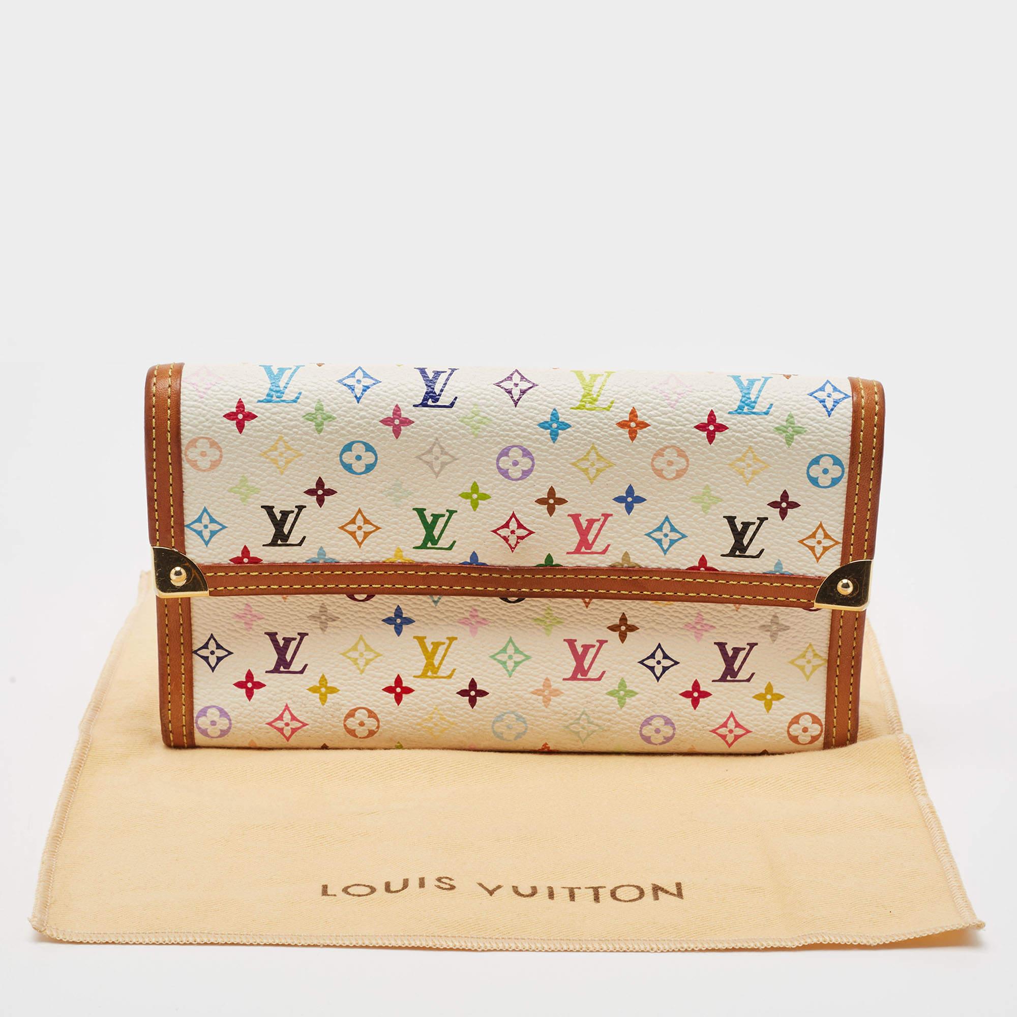 Louis Vuitton White/Multicolor Monogram Canvas Porte Tresor International Wallet For Sale 3