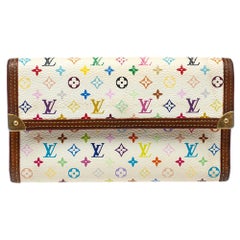 Porte Tresor International Portemonnaie von Louis Vuitton, weißes Segeltuch mit mehrfarbigem Monogramm