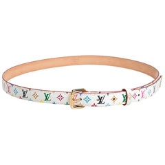 Louis Vuitton x Takashi Murakami White Multicolore 20mm Monogram Belt - 80