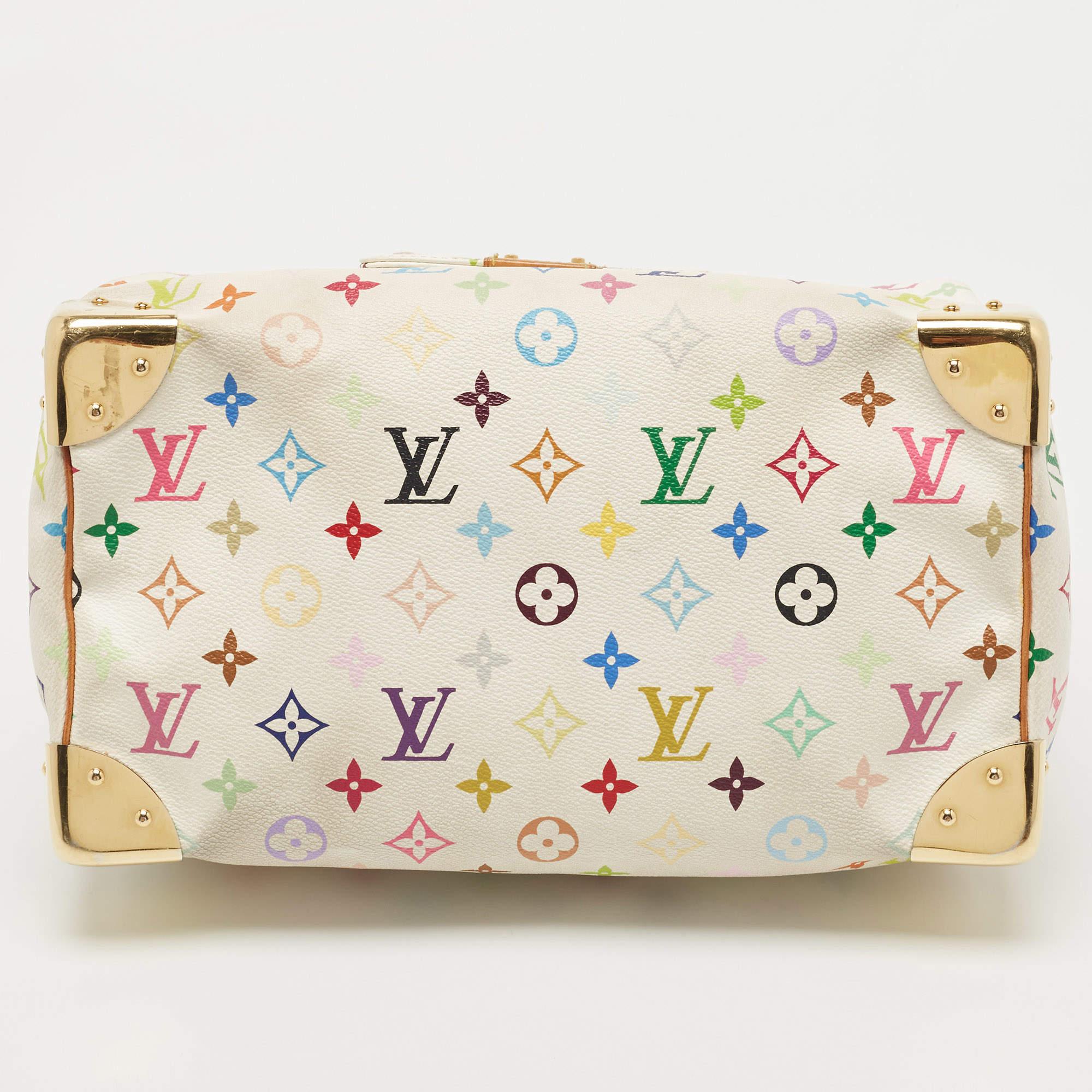 Women's Louis Vuitton White Multicolor Monogram Canvas Speedy 30 Bag