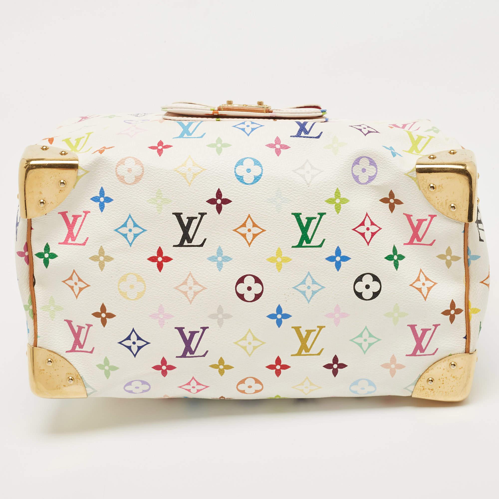 Louis Vuitton White/Multicolor Monogram Canvas Speedy 30 Bag In Good Condition In Dubai, Al Qouz 2