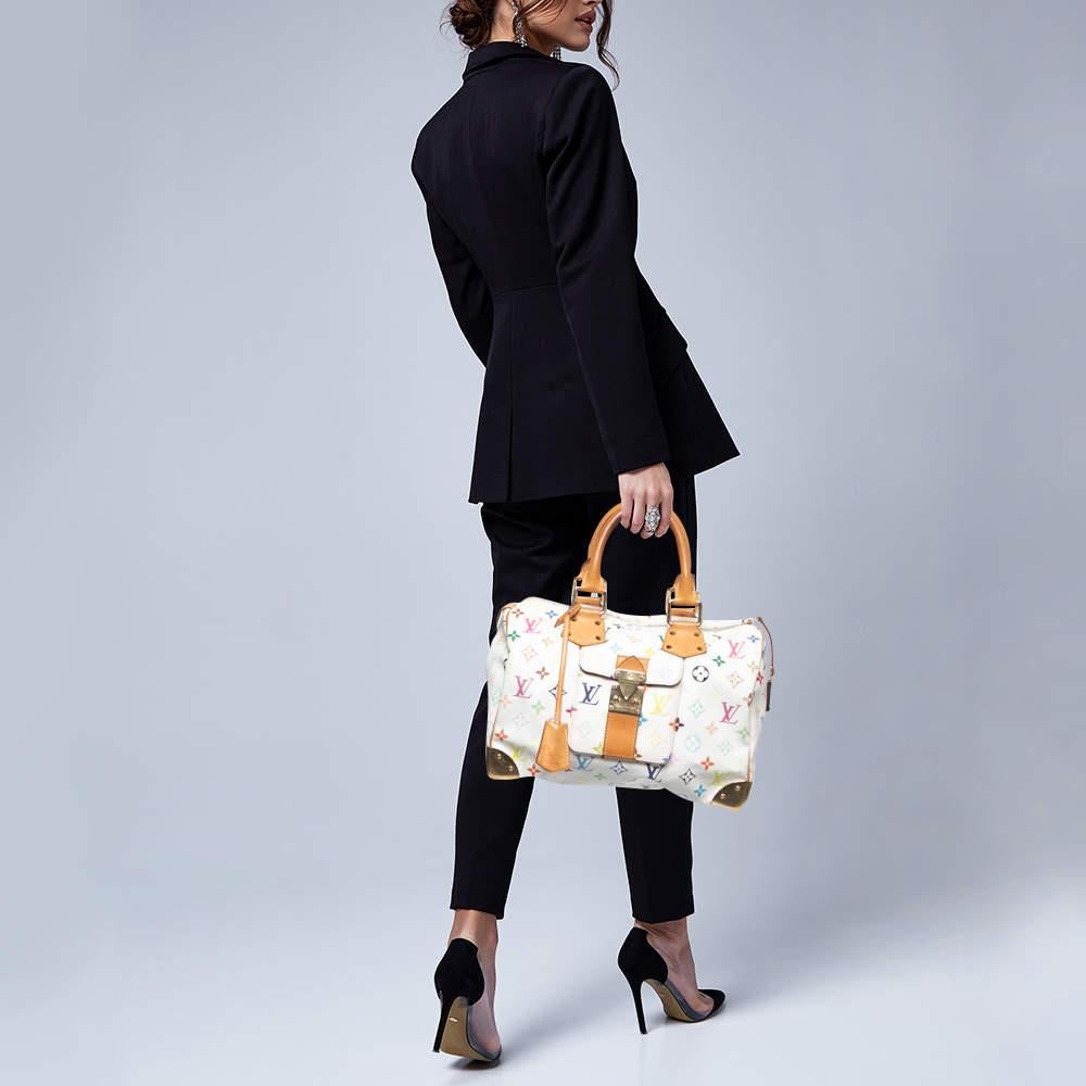 Women's Louis Vuitton White/Multicolor Monogram Canvas Speedy 30 Bag