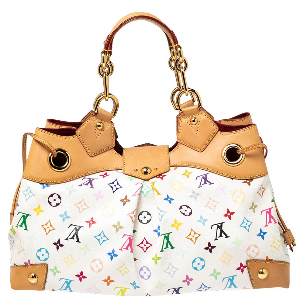 Anyone would want to own a Louis Vuitton handbag as gorgeous as this one. Crafted from multicolored monogram coated canvas and leather, this bag features dual handles and a front flap with push-lock closure. While the string detail on the sides