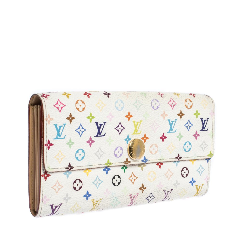Louis Vuitton Weiß Multicolor Monogramm Sarah Brieftasche im Zustand „Gut“ in Dubai, Al Qouz 2