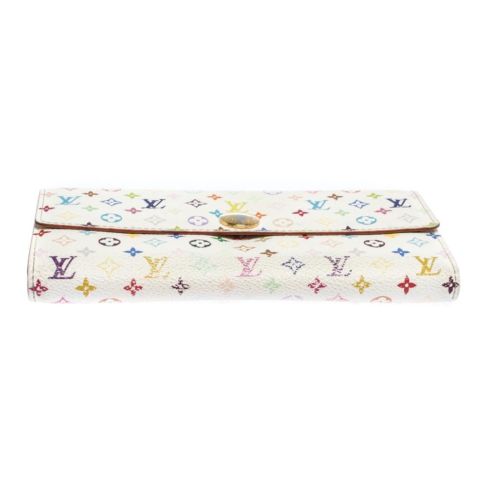 Women's Louis Vuitton White Multicolor Monogram Sarah Wallet