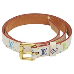 Louis Vuitton White Multicolor Monogram Skinny Belt (70/28)
