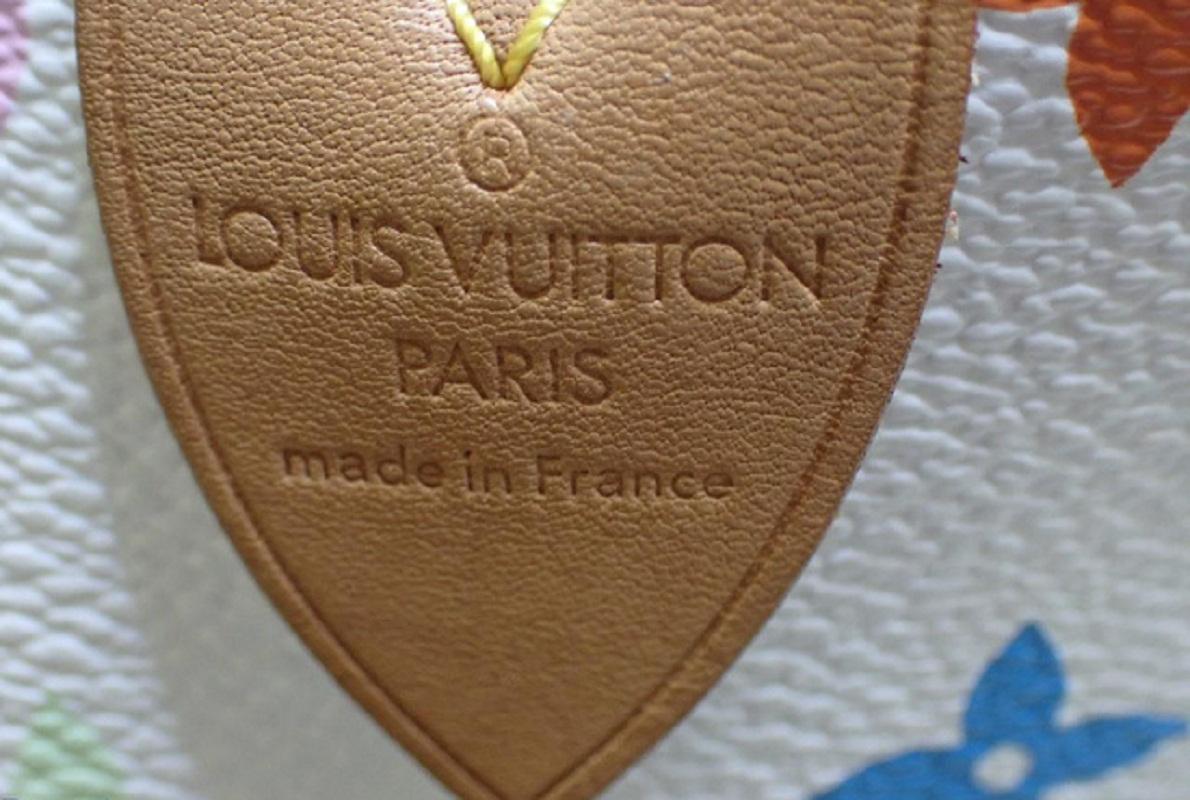 Louis Vuitton White Multicolor Monogram Speedy 30cm Handbag In Good Condition In Irvine, CA
