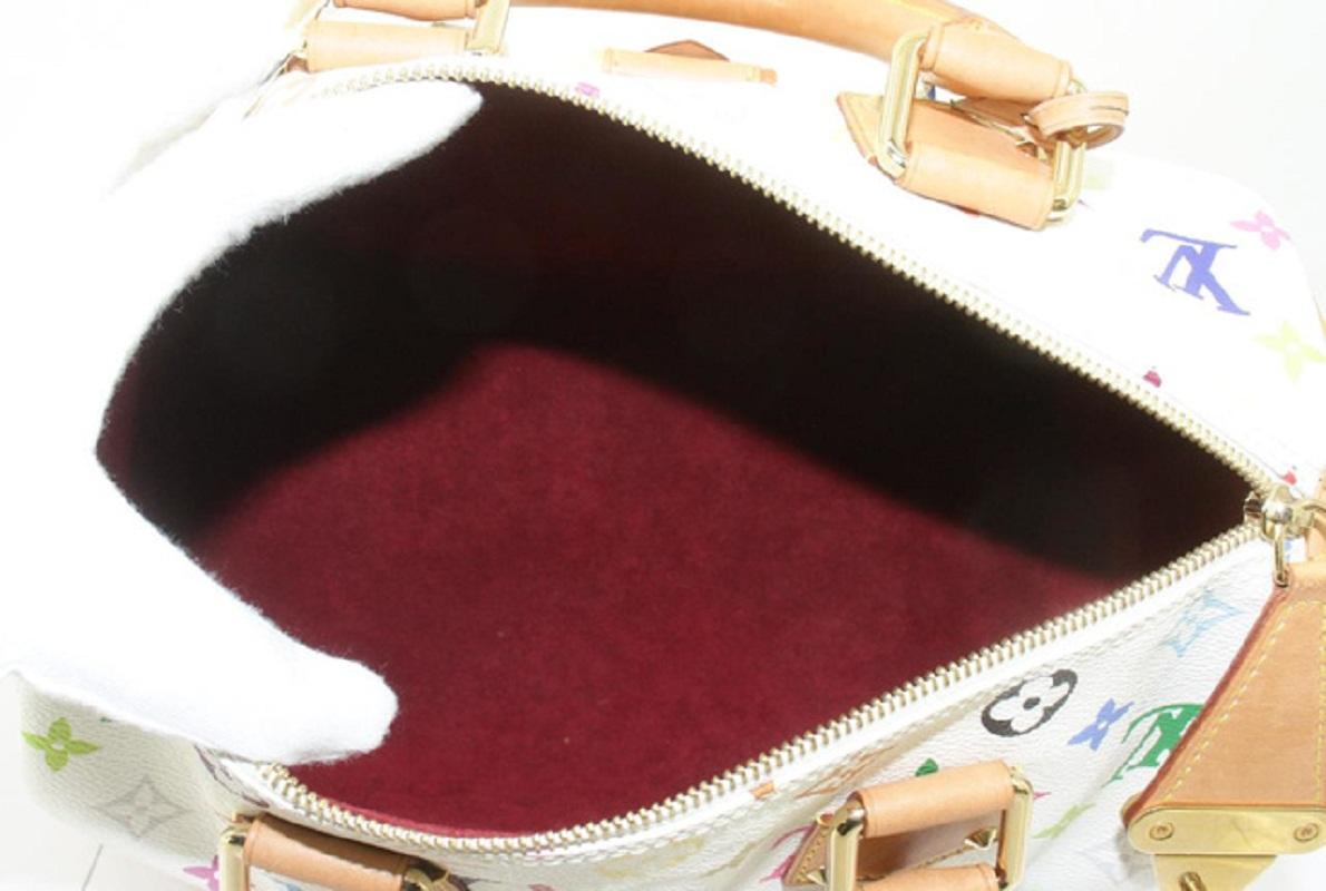 Women's Louis Vuitton White Multicolor Monogram Speedy 30cm Handbag