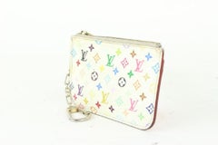 Louis Vuitton White Multicolor Pochette Cles Key Pouch NM 929lv89