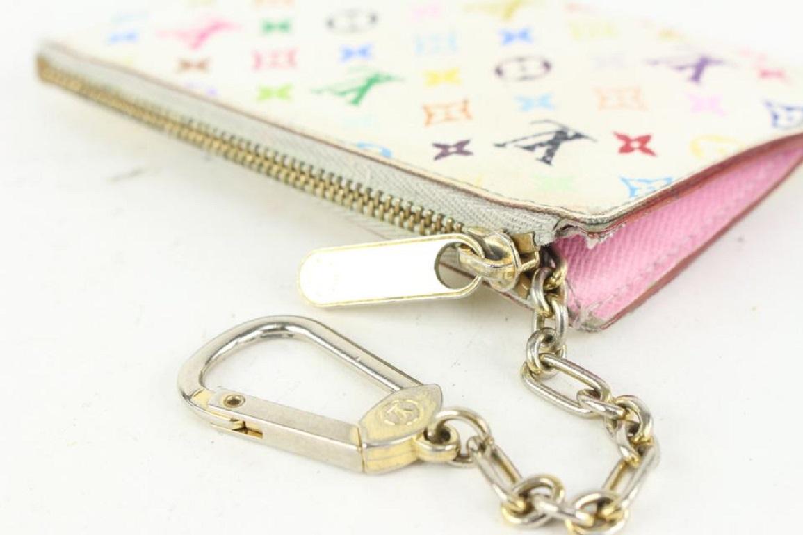 Louis Vuitton White Multicolor Pochette Cles Key Pouch NM 929lv89 In Good Condition In Dix hills, NY