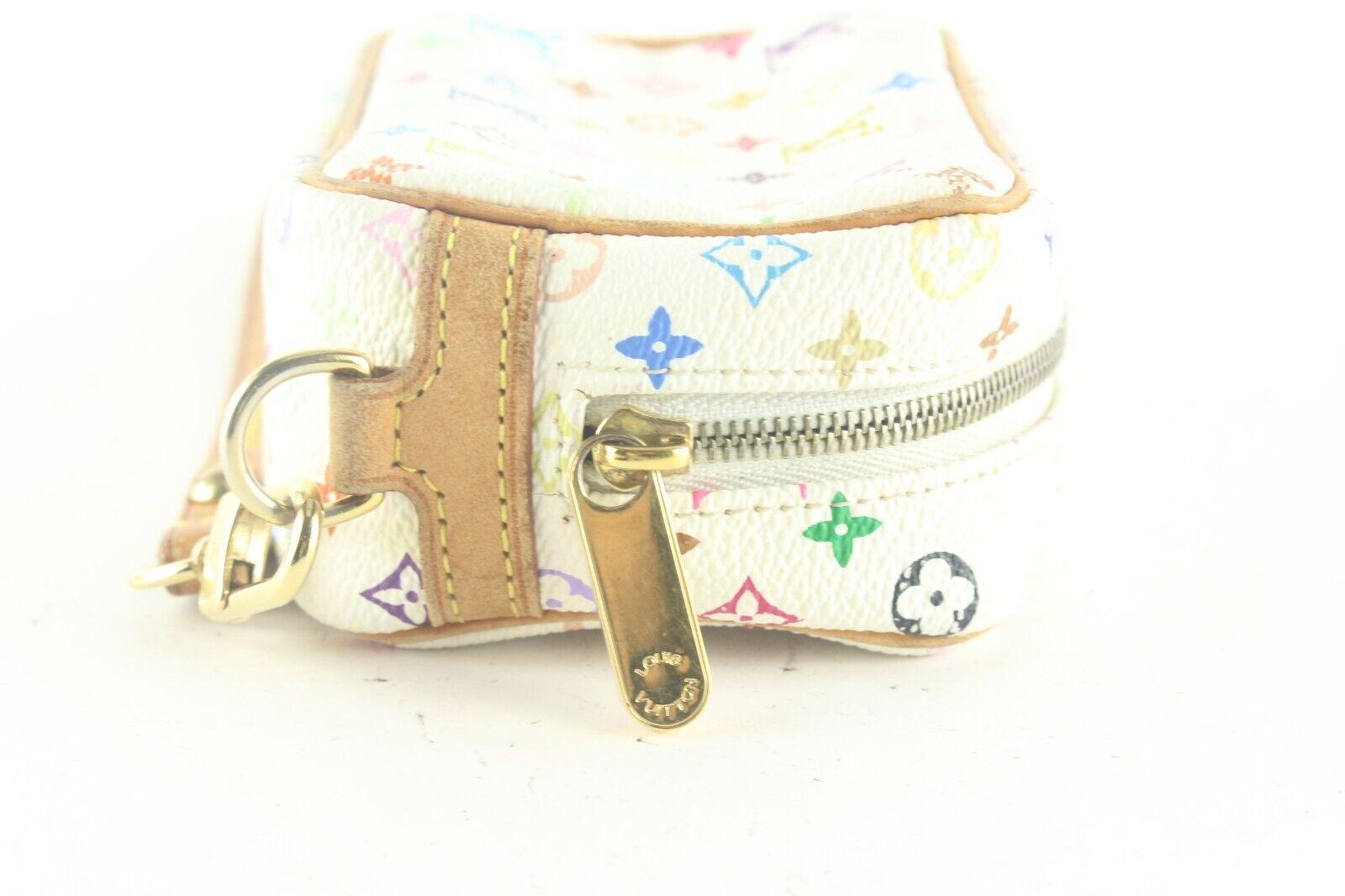 Louis Vuitton White Multicolor Wapity Trousse Cosmetic Wristlet 1LK83K In Good Condition For Sale In Dix hills, NY