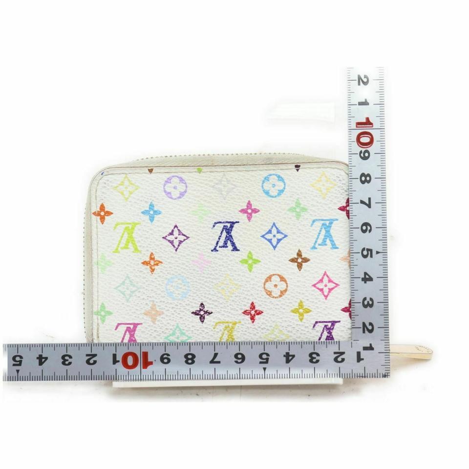 Louis Vuitton White Multicolor Zippy Coin Purse Wallet Compact Zip Around For Sale 1