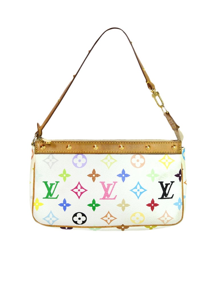 Louis Vuitton White Multicolore LV Monogram Pochette Bag For Sale at 1stdibs