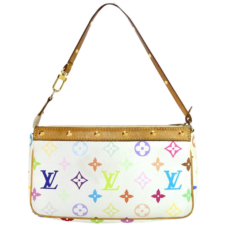 Louis Vuitton White Multicolore LV Monogram Pochette Bag For Sale at 1stdibs