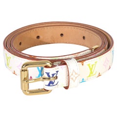 Louis Vuitton White Multicolore Monogram 30mm Belt 80/32