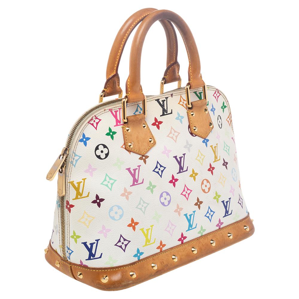 Women's Louis Vuitton White Multicolore Monogram Canvas Alma PM Bag