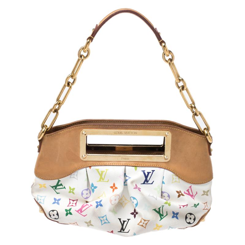 It is every woman's dream to own a Louis Vuitton handbag as appealing as this one. Crafted from their signature multicolore Monogram and leather, this bag features a detachable chain handle and frame handles engraved with the brand label. While the