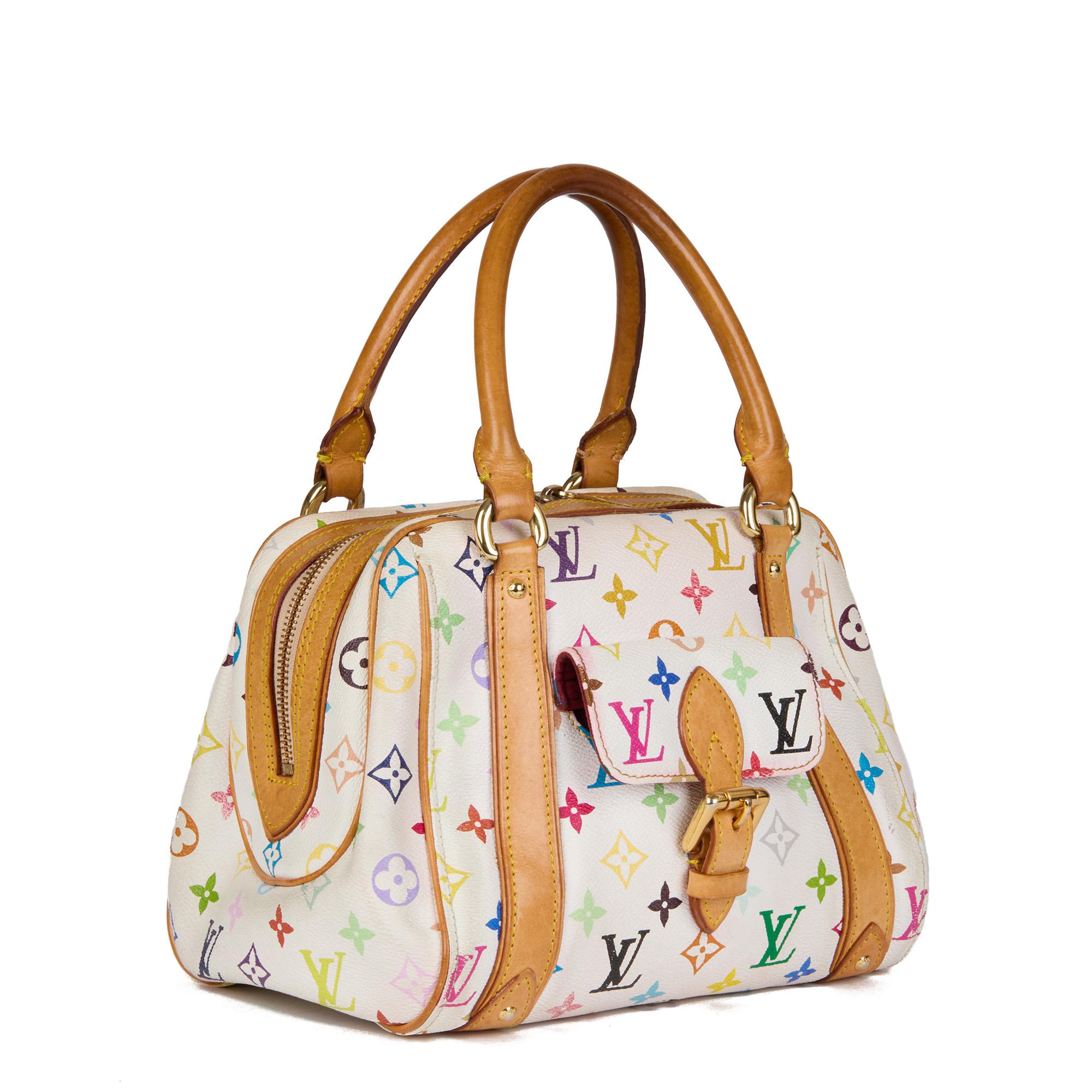 LOUIS VUITTON
White Multicolore Monogram Coated Canvas & Vachetta Leather Priscilla

Xupes Reference: CB617
Serial Number: SP00**
Age (Circa): 2000
Accompanied By: Louis Vuitton Dust Bag
Authenticity Details: Date Stamp
Gender: Ladies
Type: