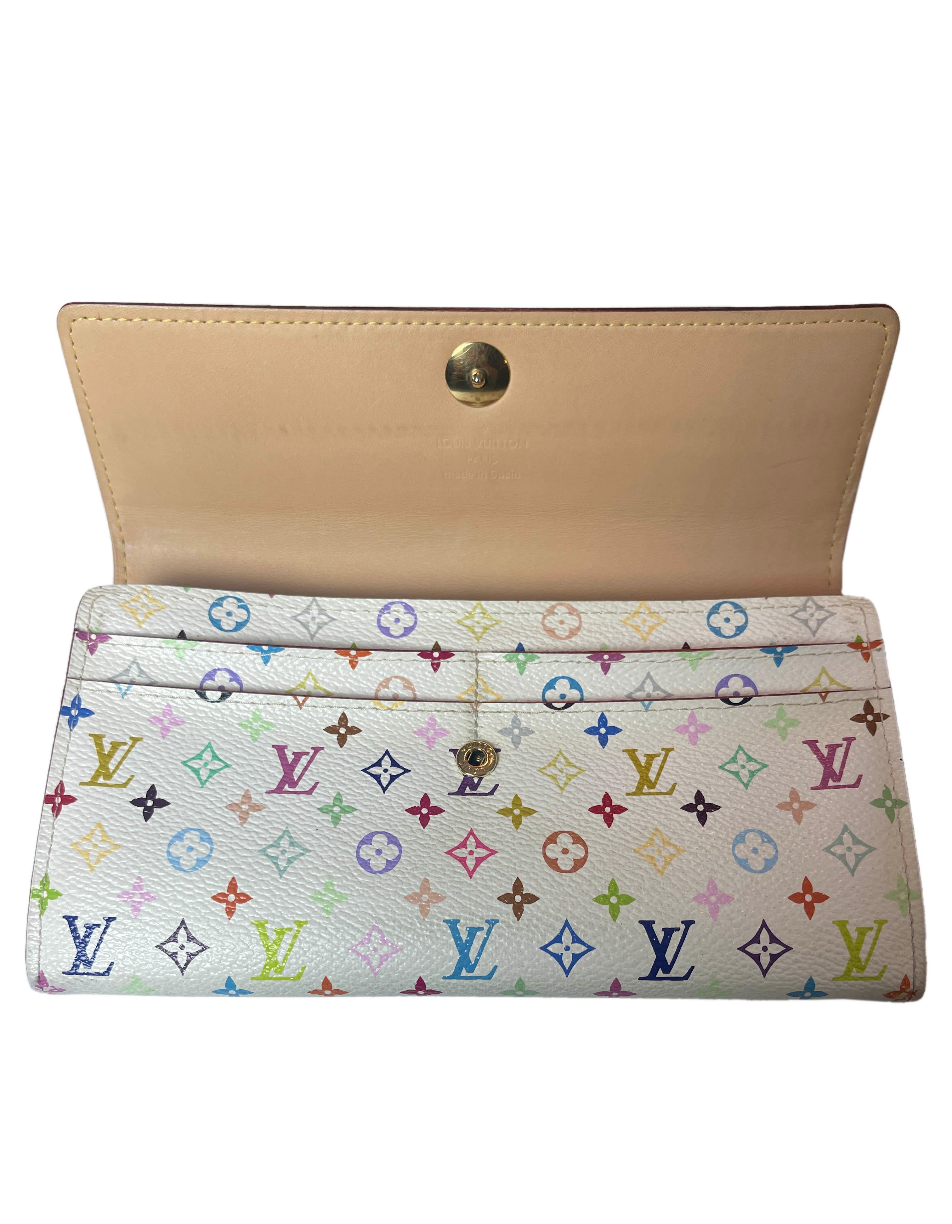 Louis Vuitton White Multicolore Monogram Sarah Wallet  In Good Condition In New York, NY
