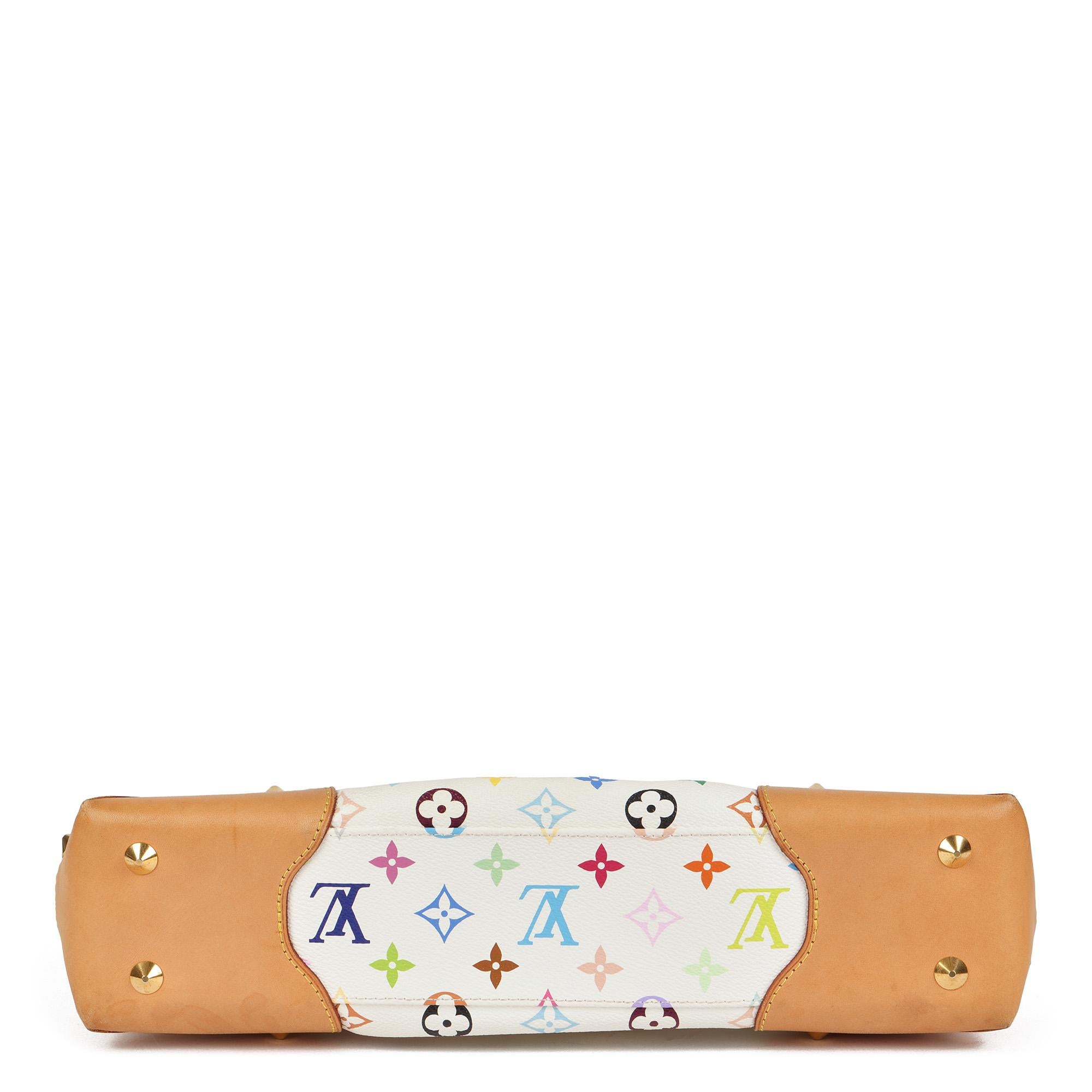 LOUIS VUITTON Weißes mehrfarbiges Monogramm Canvas & Nieten Vachetta Leder im Angebot 2