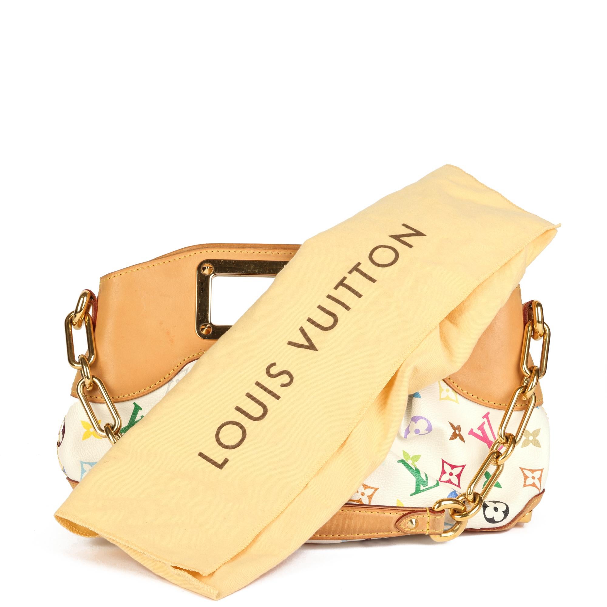 LOUIS VUITTON Toile enduite multicolore et cuir de vachette blanc Judy PM en vente 6