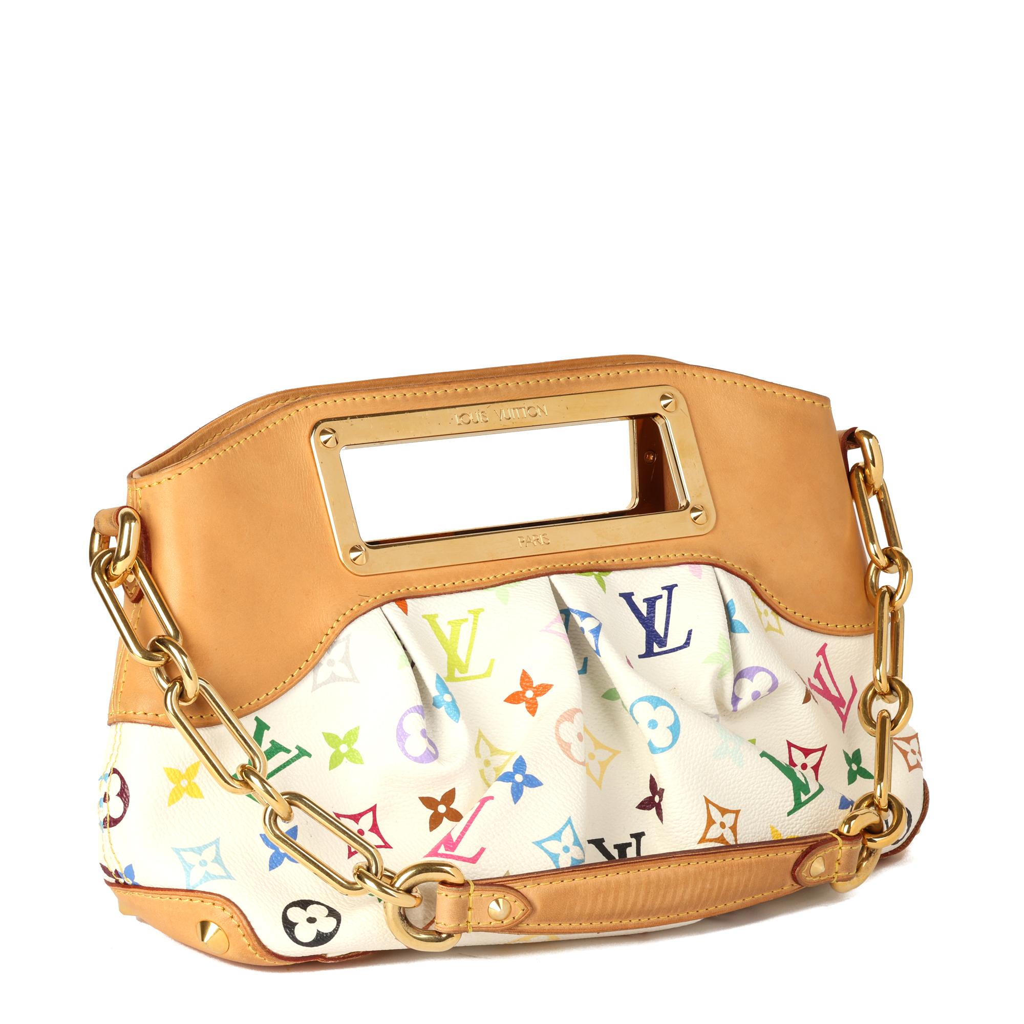 LOUIS VUITTON
White Multicolour Coated Canvas & Vachetta Leather Judy PM

Serial Number: TH3059
Age (Circa): 2009
Accompanied By: Louis Vuitton Dust Bag
Authenticity Details: Date Stamp (Made in France)
Gender: Ladies
Type: Tote, Top Handle

Colour: