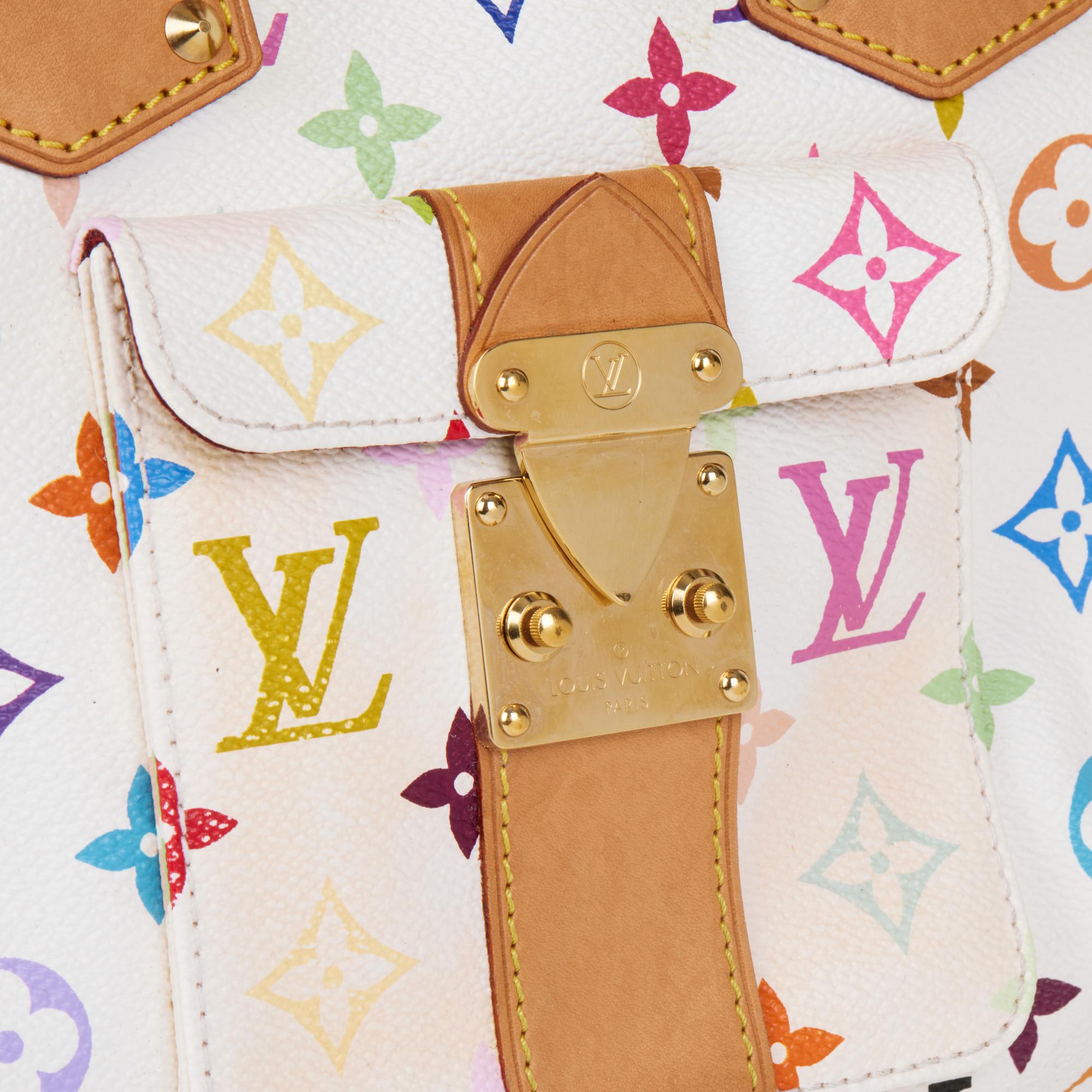 Women's LOUIS VUITTON White Multicolour Monogram Coated Canvas & Vachetta Leather Speedy