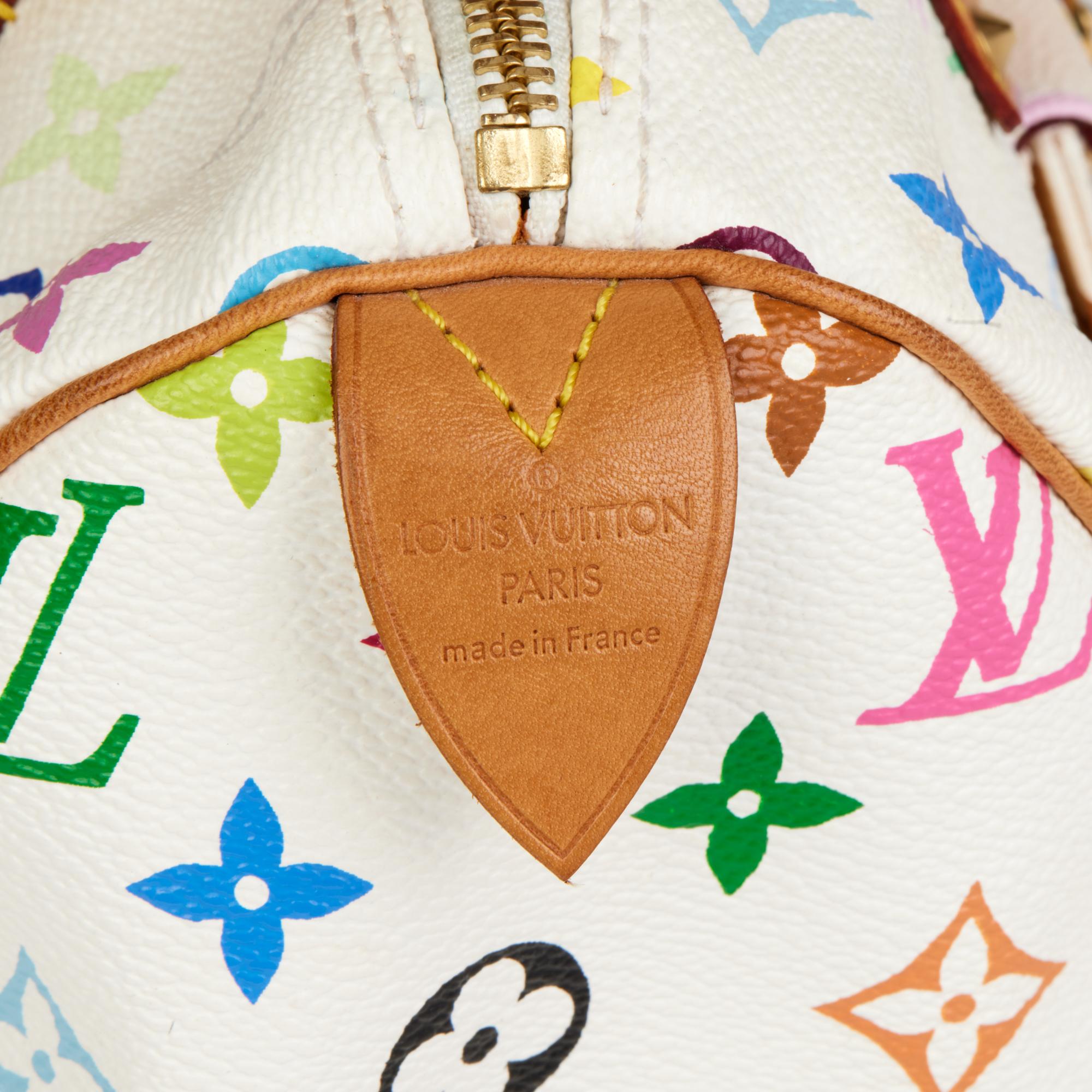 LOUIS VUITTON White Multicolour Monogram Coated Canvas & Vachetta Leather Speedy 4