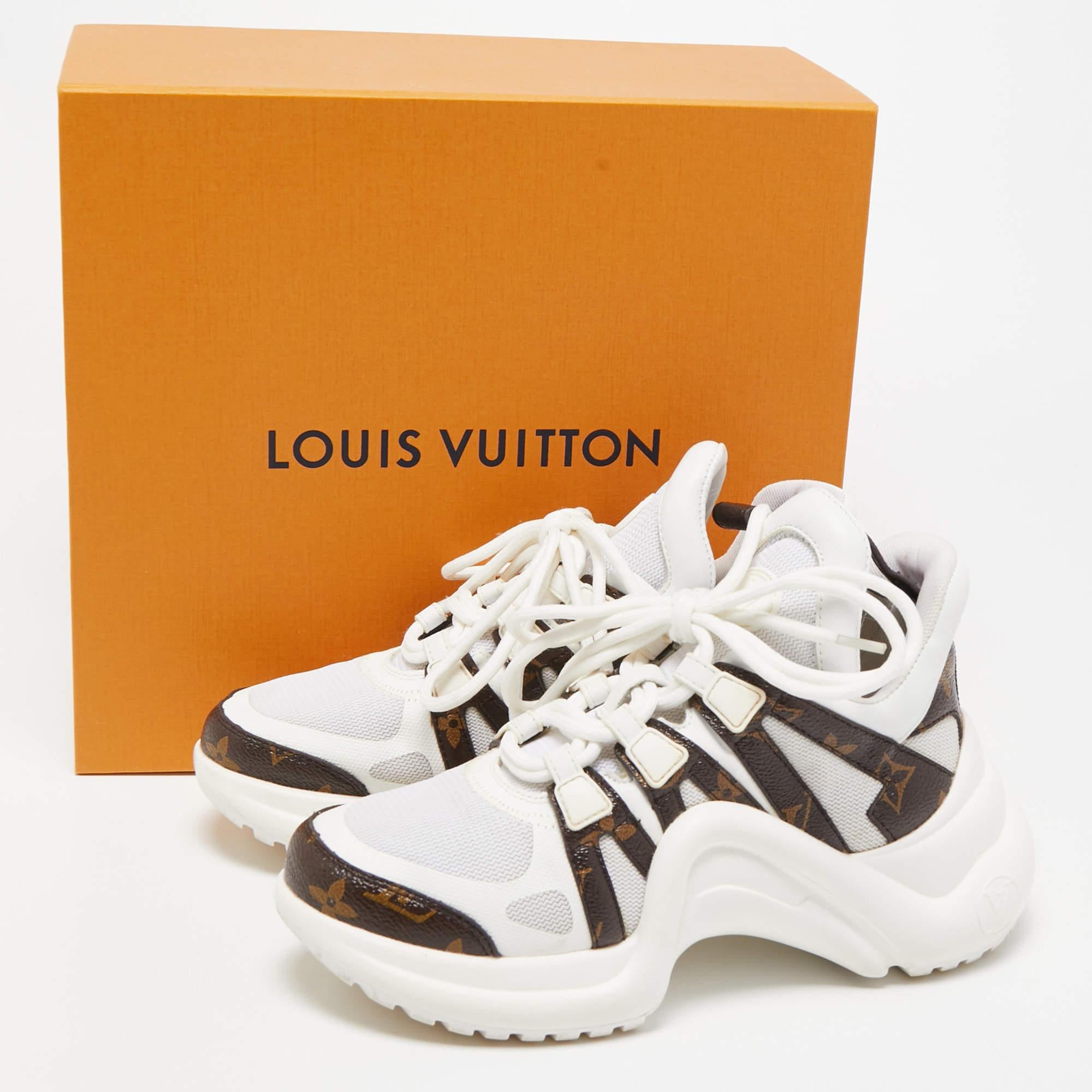 Louis Vuitton White Nylon and Leather Archlight Low Top Sneakers Size 36 5
