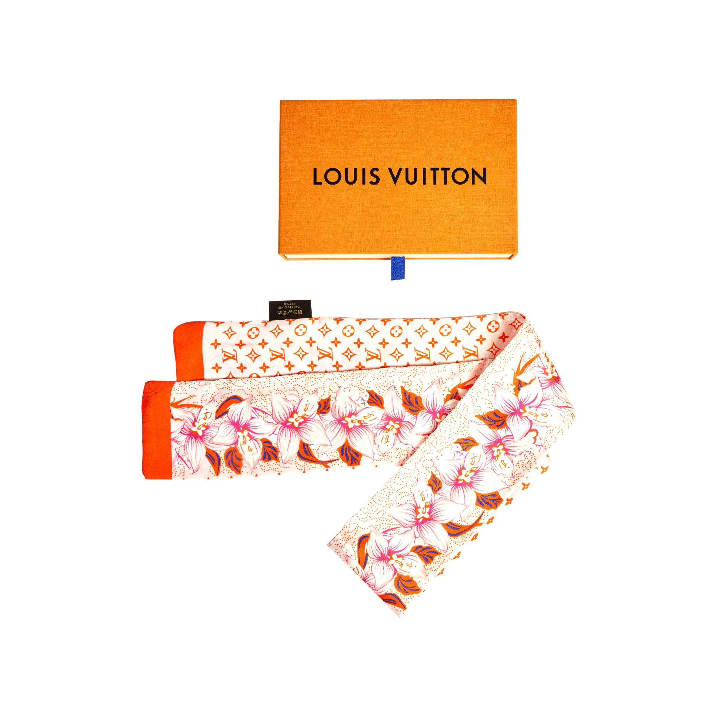 Louis Vuitton White Orange Orchids Silk Twill Scarf