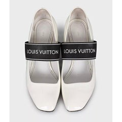 Louis Vuitton White Patent Leather Elastic Heels 38