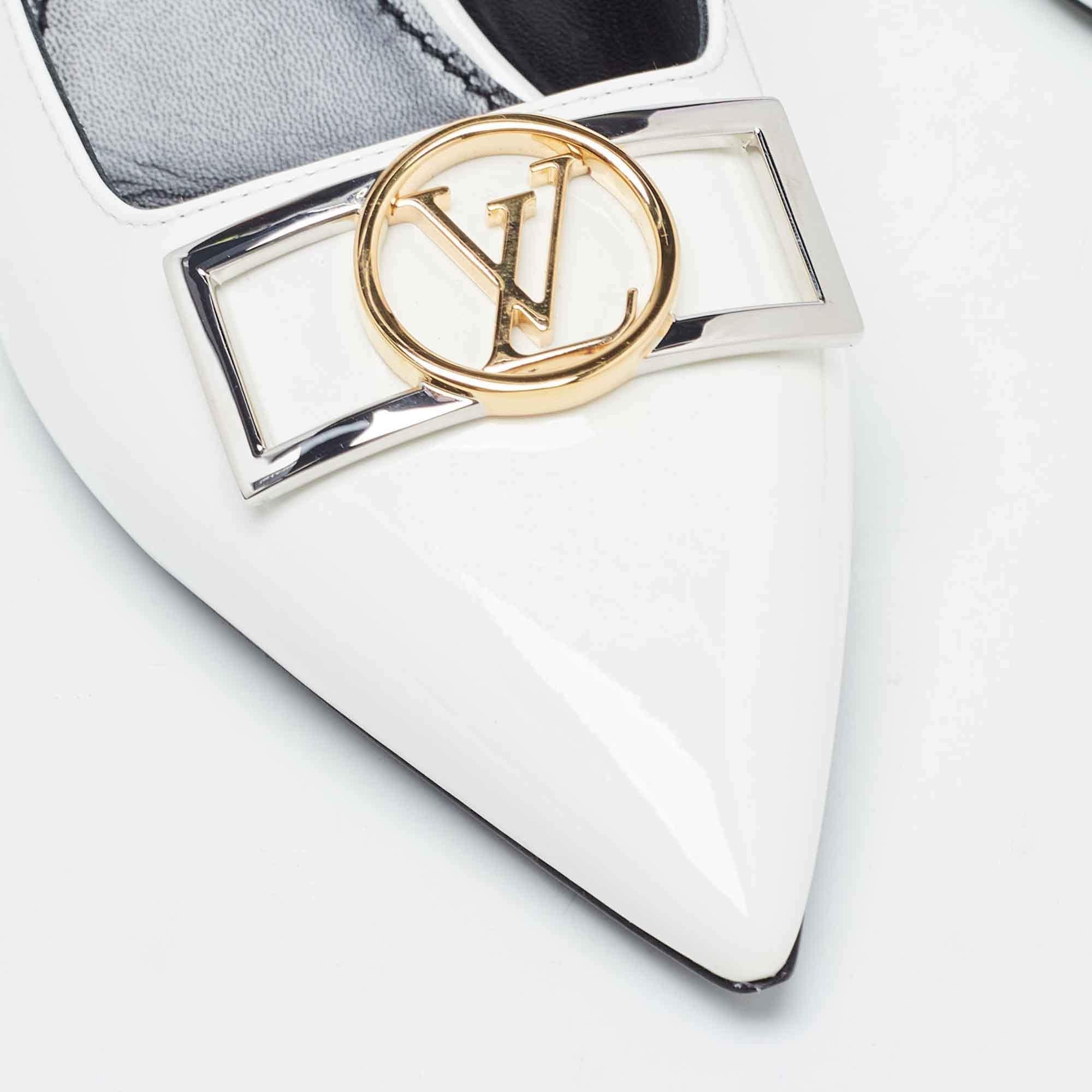 Louis Vuitton White Patent Leather Insider Slingback Pump Size 39.5 2
