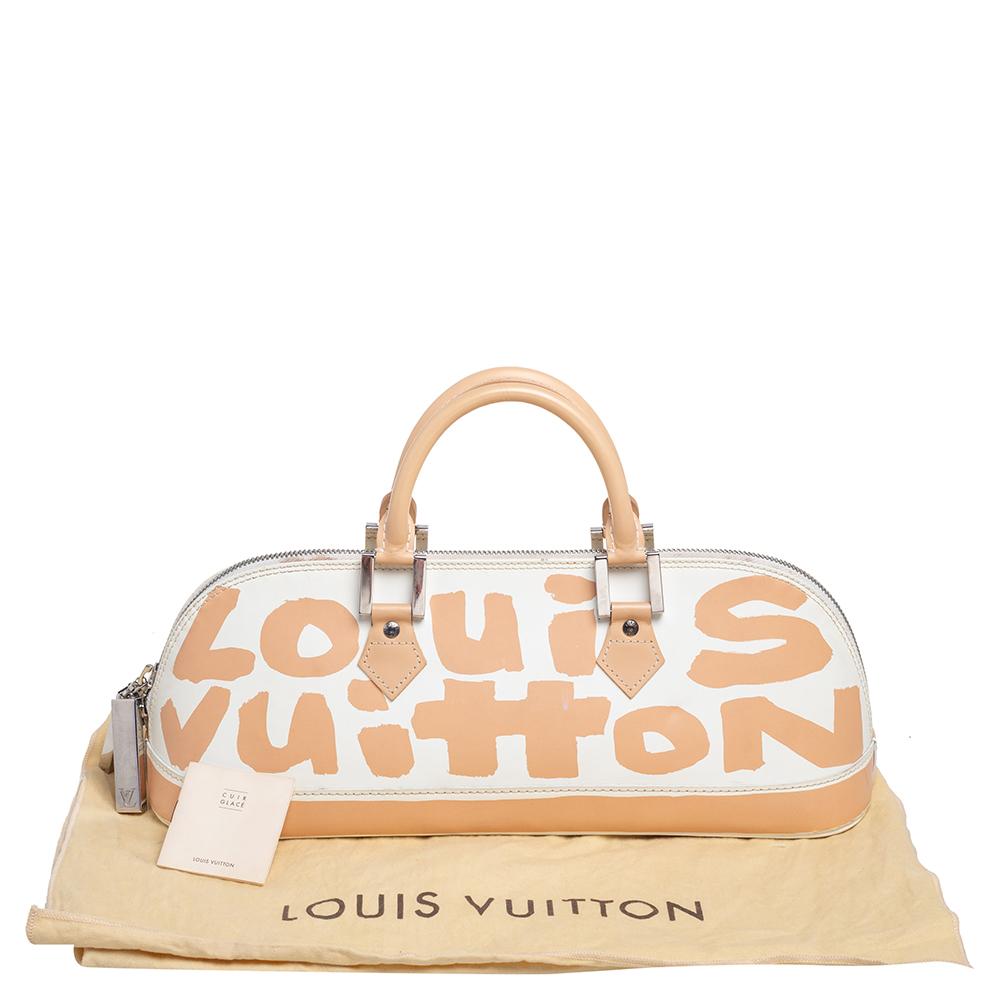 Louis Vuitton White/Peach Leather Graffiti Horizontal Alma Bag 7