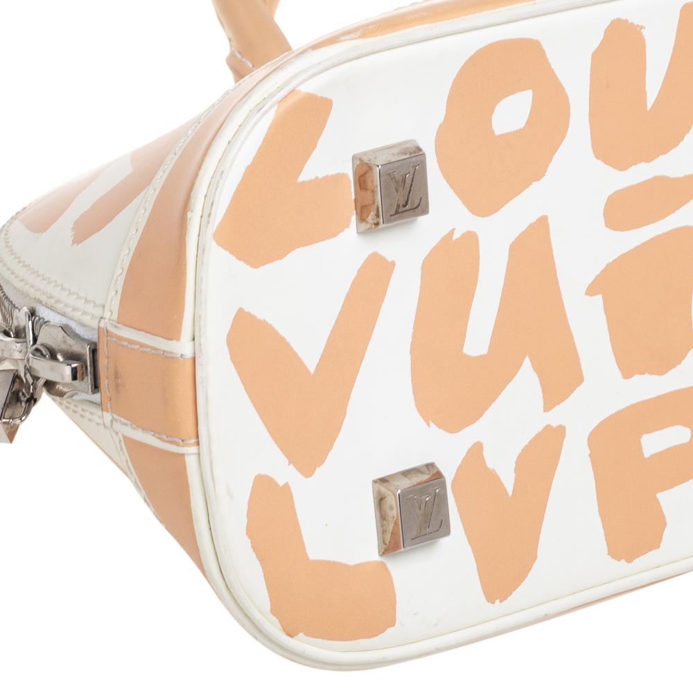 Louis Vuitton White/Peach Leather Graffiti Horizontal Alma Bag 1