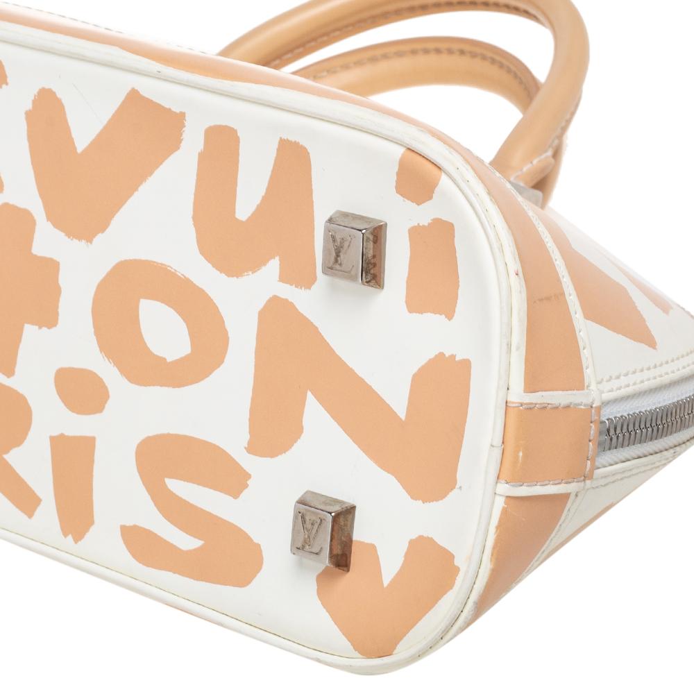 Louis Vuitton White/Peach Leather Graffiti Horizontal Alma Bag 2