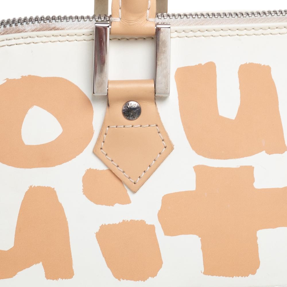 Louis Vuitton White/Peach Leather Graffiti Horizontal Alma Bag 3