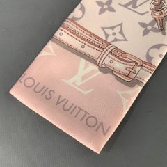 LOUIS VUITTON White Pink Chain Link Monogram Silk Scarf